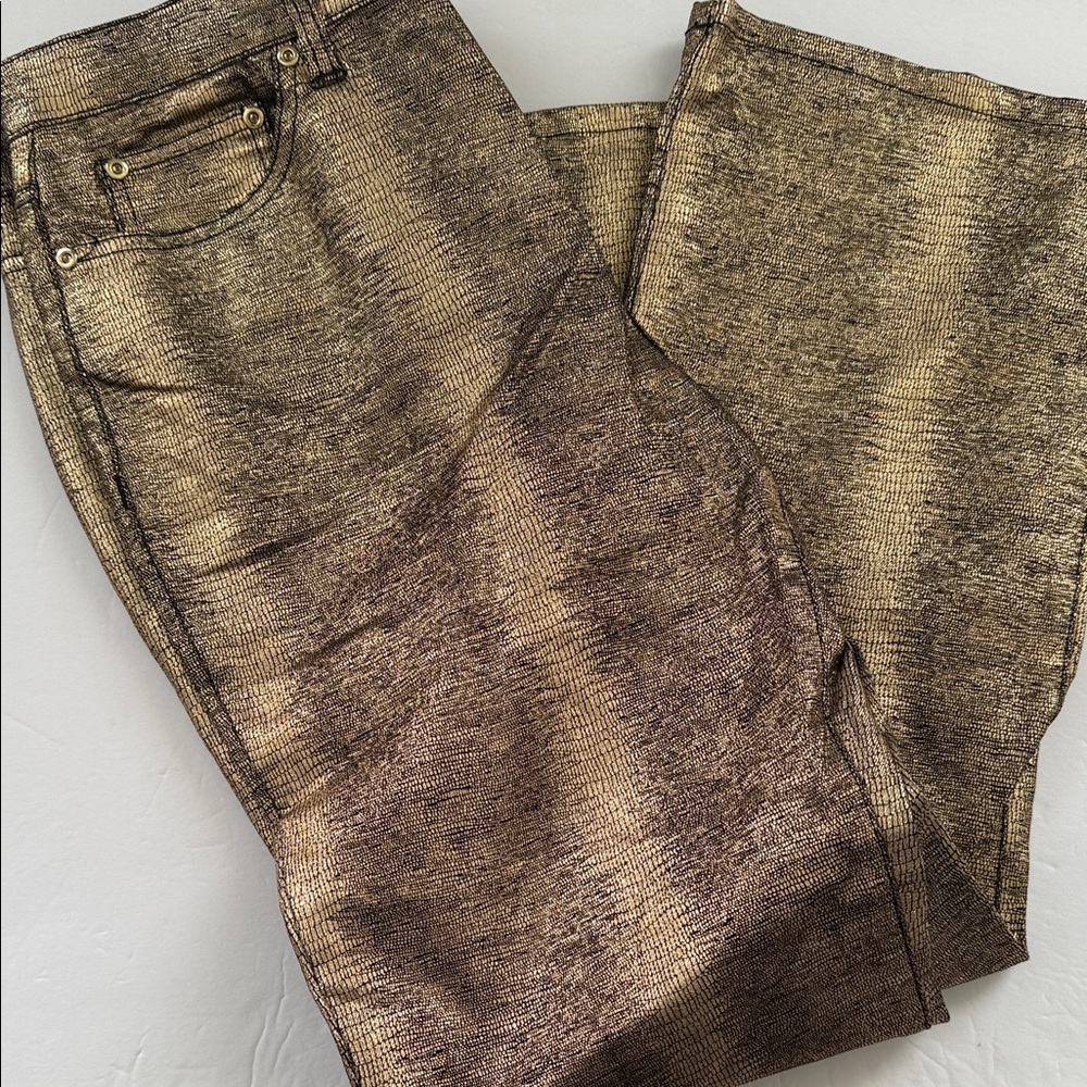 DG2 by Diane Gilman Gold and Black Textured Pants